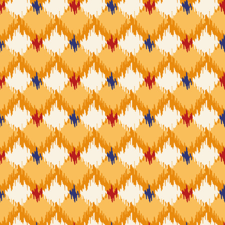 Seamless geometric pattern, based on ikat fabric style. Vector illustration.のイラスト素材