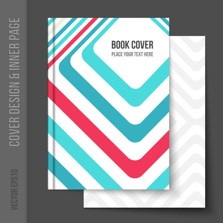 Bright cover design for business brochure, annual report, book cover, magazine cover, party poster. Light blank inner page added, with matching pattern. Vector template for brochure design.のイラスト素材