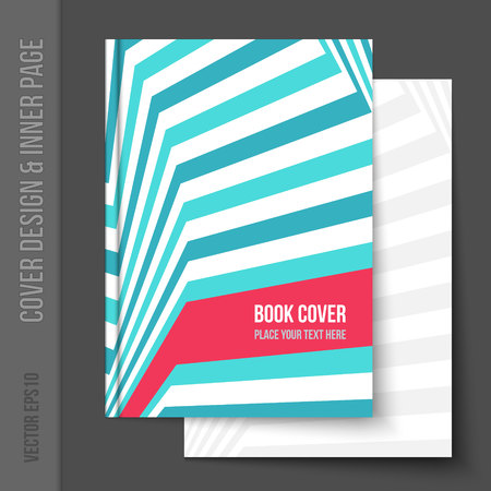 Bright cover design for business brochure, annual report, book cover, magazine cover, party poster. Light blank inner page added, with matching pattern. Vector template for brochure design.のイラスト素材