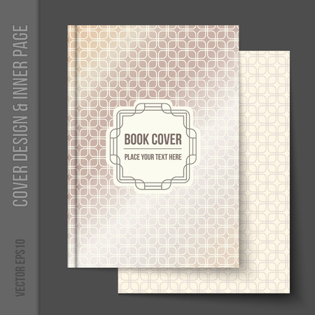 Bright cover design for business brochure, annual report, book cover, magazine cover, party poster. Light blank inner page added, with matching pattern. Vector template for brochure design.のイラスト素材