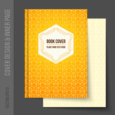Bright cover design for business brochure, annual report, book cover, magazine cover, party poster. Light blank inner page added, with matching pattern. Vector template for brochure design.のイラスト素材