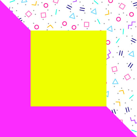 Abstract geometric background, different geometric shapes - triangles, circles, dots, lines. Memphis...