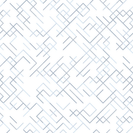 Geometric random lines pattern. Abstract technology background with grey geometric shapes in tessellation on white. Linear abstract lattice, random coloring. Vector seamless linear pattern.のイラスト素材