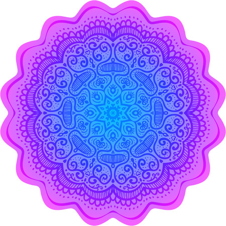 Abstract round pattern, oriental mandala design. Vector illustration. Hand drawn mandala circle. Decorative elements for Indian, Islam, Arabic, Turkish designs.のイラスト素材