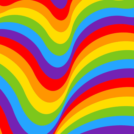 Rainbow opt art background. Seamless vector pattern. LGBT colors. Abstract geometric striped pattern. Vector illustration. Wavy pattern.のイラスト素材