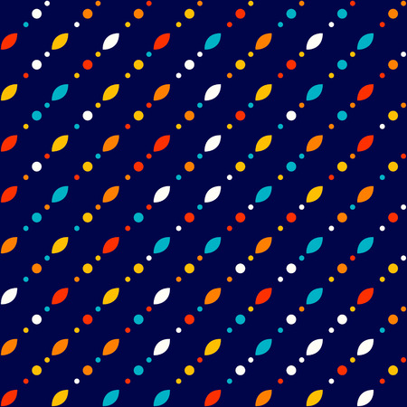 Abstract geometric pattern, small spots and dots. Colorful particles on dark background. Seamless vector pattern. Abstract background.のイラスト素材