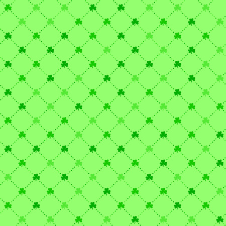 Bright green clover leaves, seamless lattice pattern vector background. Flat illustration of clover icon, St Patrick's background.のイラスト素材