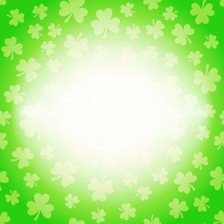 Vector illustration of clover leaves on white. St Patrick's Day greeting card with lucky shamrocks on backgroundのイラスト素材