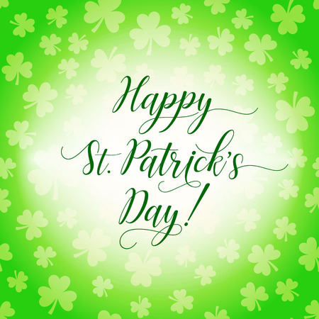 Vector illustration of clover leaves on white. St Patrick's Day greeting card with lucky shamrocks on backgroundのイラスト素材