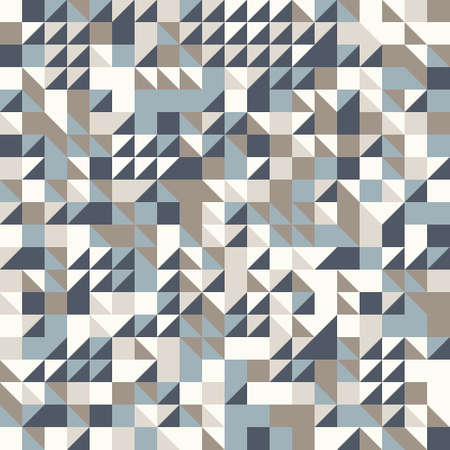 Abstract geometric background in neutral colors. Seamless vector pattern. Brown taupe, navy blue and...