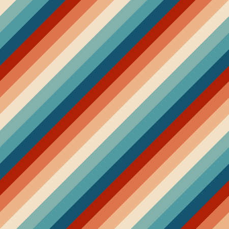 Seamless rainbow stripes pattern. Retrowave 80s art retro rainbow vector illustration. Abstract rainbow background, turquoise and orange retro colors 1970s.のイラスト素材