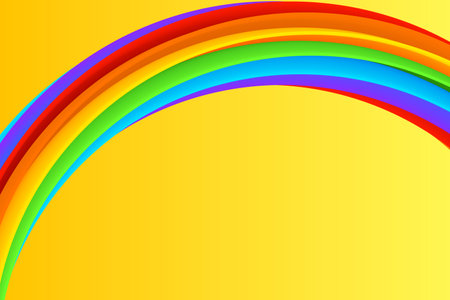 Bright 3D rainbow background, summer poster template. Colorful joyful summer invitation banner design. LGBT rainbow vector illustration.のイラスト素材