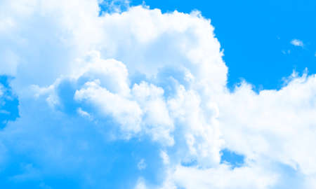 Cotton candy sky, white and blue background, white clouds. Fantasy illustration.