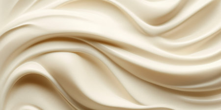 Creamy texture waves, top view background, Cosmetic cream, shampoo, milk product or yogurt swirl 3d surface template illustration.の素材