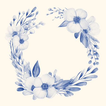 Wedding floral composition, watercolor big flowers, navy blue design, isolated on ecru background, Botanical illustration, Gentle and elegant beautiful flowers bouquet, perfect for wedding invitation,の素材