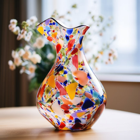 Modern vase, home decor, spring flowers table in bright light room interior, Scandinavian home style.の素材