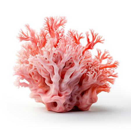 Red corals composition, sea life objects, isolated on white background.の素材