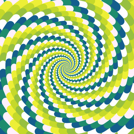 Spiral joyful hypnotic swirl background, optical illusion of movement, vector illustration opt art style, colorful abstract geometric, multicolored psychedelic vortex backgroundのイラスト素材