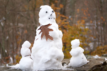 Skyline Drive Snowman Familyの写真素材