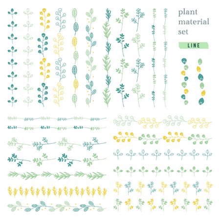plant material set(line)のイラスト素材