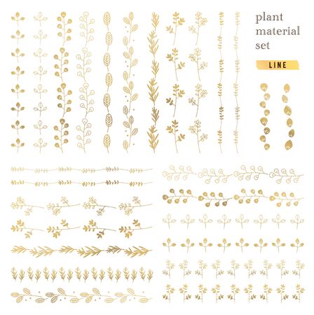 plant material set(line)のイラスト素材