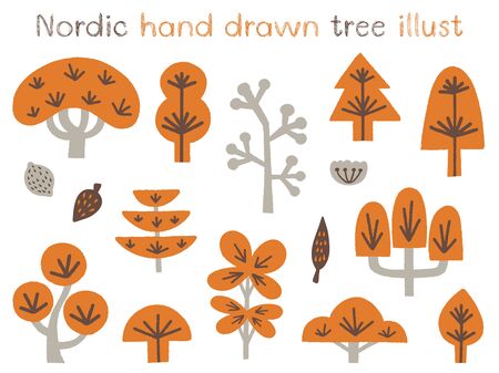 Nordic hand drawn tree illustのイラスト素材