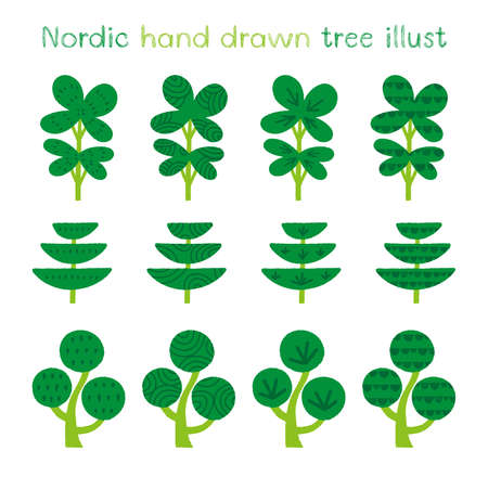 Nordic hand drawn tree illustrationのイラスト素材