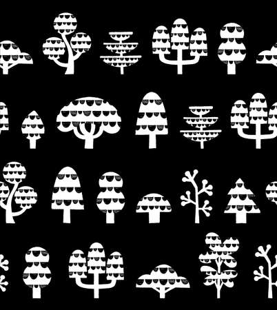 Nordic hand drawn tree patternのイラスト素材