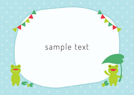 rainy season frog frame materialのイラスト素材