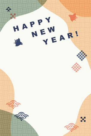 New Year's card template materialのイラスト素材
