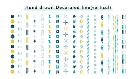hand drawn decorated line setのイラスト素材