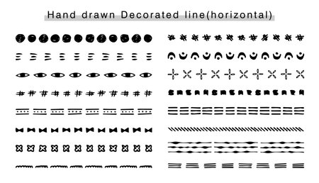 hand drawn decorated line setのイラスト素材