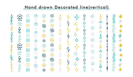 hand drawn decorated line setのイラスト素材