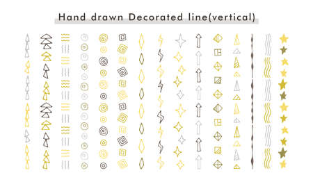 hand drawn decorated line setのイラスト素材
