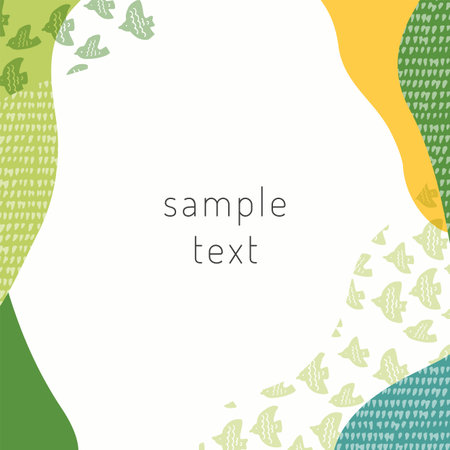 Abstract and bird motif natural frame materialのイラスト素材