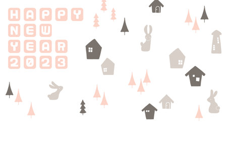 New Year's card template material (2023)のイラスト素材