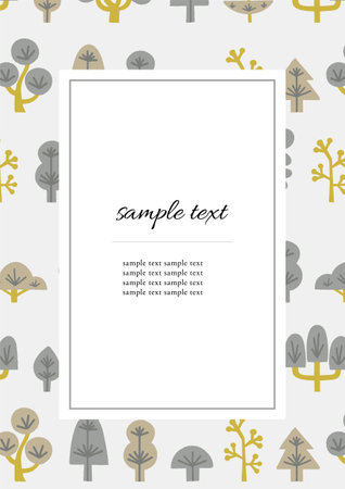 Nordic hand drawn tree frameのイラスト素材