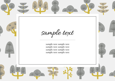 Nordic hand drawn tree frameのイラスト素材