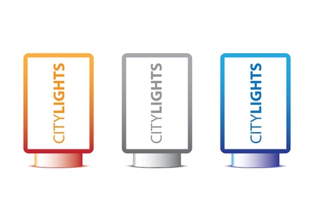 The city light, vertical advertising billboard isolated on the white backgroundのイラスト素材