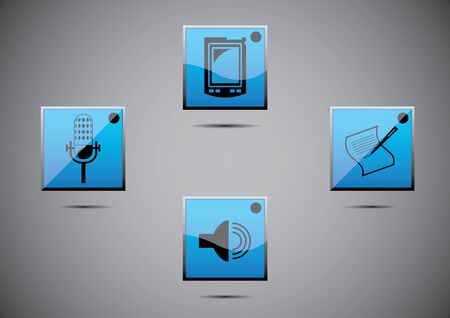 icon set illustration of music, mic in blueのイラスト素材