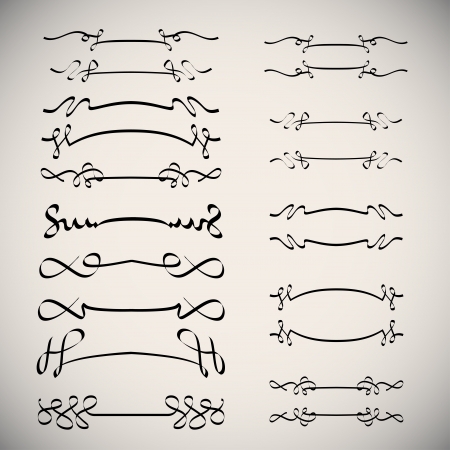 Calligraphic elements - black design vintageのイラスト素材