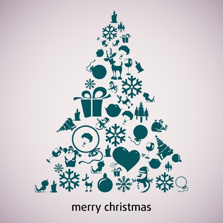 Christmas tree applique vector  background. Postcardのイラスト素材