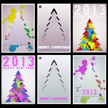 Set Christmas tree applique vector  background. Postcardのイラスト素材