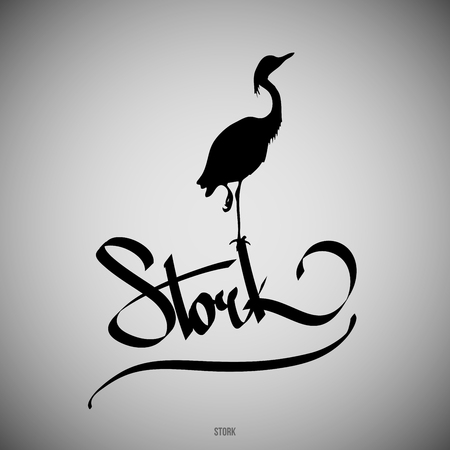 Stork Calligraphic elements -  black design elementsのイラスト素材