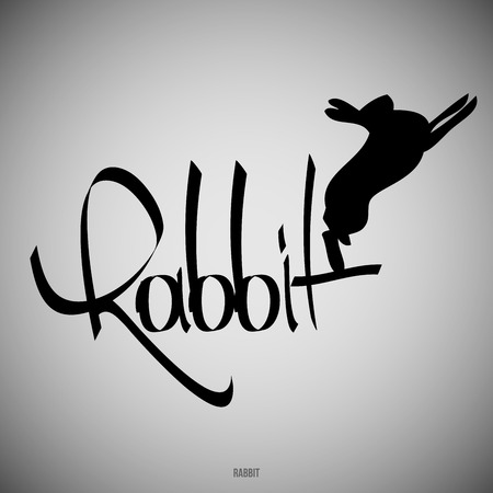 Rabbit Calligraphic elements -  black design elementsのイラスト素材