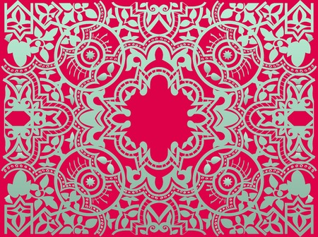 Vector vintage baroque border frame card cover flower motif arabic retro pattern ornate laceのイラスト素材