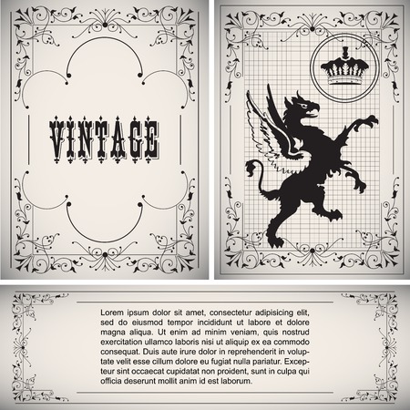 Vector vintage border  frame engraving  with retro ornament pattern in antique rococo style decorative designのイラスト素材