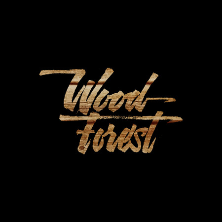 Wood forest hand lettering -  handmade calligraphy, vectorのイラスト素材