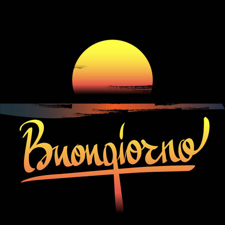 Buongiorno  greetings  hand lettering set  vector のイラスト素材