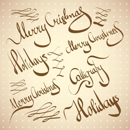 christmas greetings  hand lettering set  vector のイラスト素材
